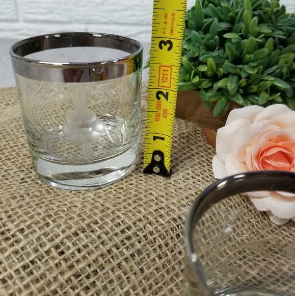 Etched glass silver rimmed candle holders - Picture 8 of 10